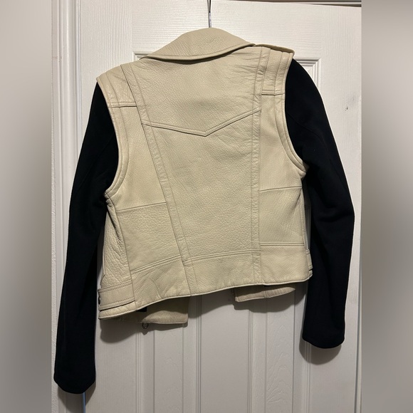 Rebecca Minkoff Ivory and black Leather jacket with detachable sleeves - Picture 5 of 7